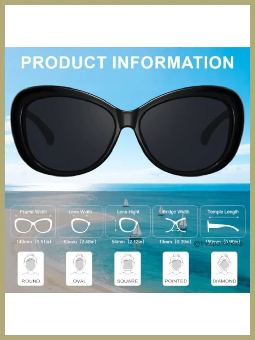 Oversized Retro Butterfly Sunglasses for Women, Polarized UV Protection,